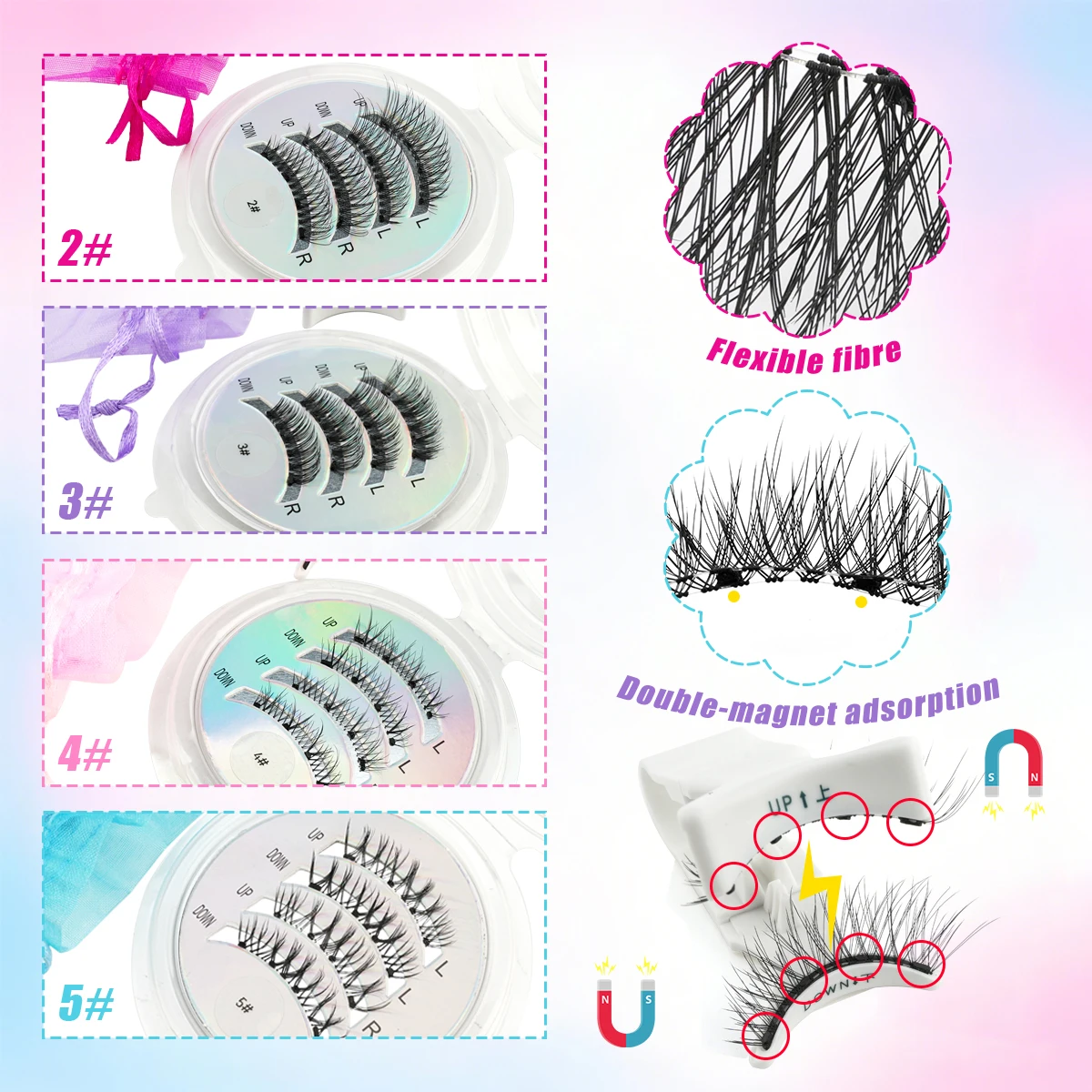 1 زوج جديد لا حاجة للغراء الرموش المغناطيسية مجموعة الطبيعية رقيق المغناطيسي الرموش الصناعية قابلة لإعادة الاستخدام جلدة مع الملقط المكياج