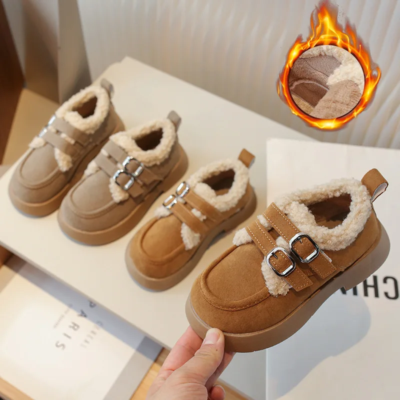 2024 inverno nuovi bambini scarpa calda peluche scarpe di cotone Versatile activid bambino scarpe Casual moda scarpe a piedi nudi ragazza Zapato