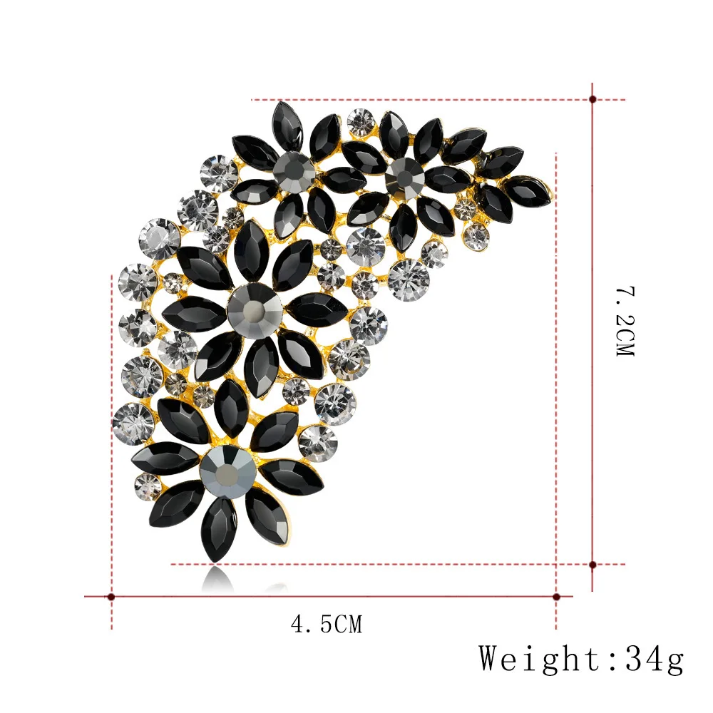 Retro Alloy Crystal Glass Exaggerated Brooch Women\'s Style Pin Accessories