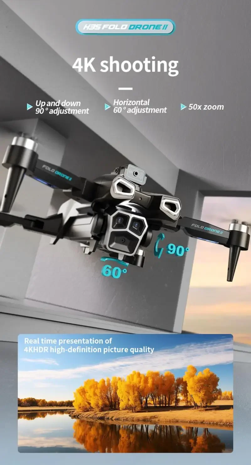 H35 RC Drone Wifi 4K Cámara Dual Quadcopter 360 evitación de obstáculos flujo óptico Helicóptero de Control remoto chico regalos de navidad