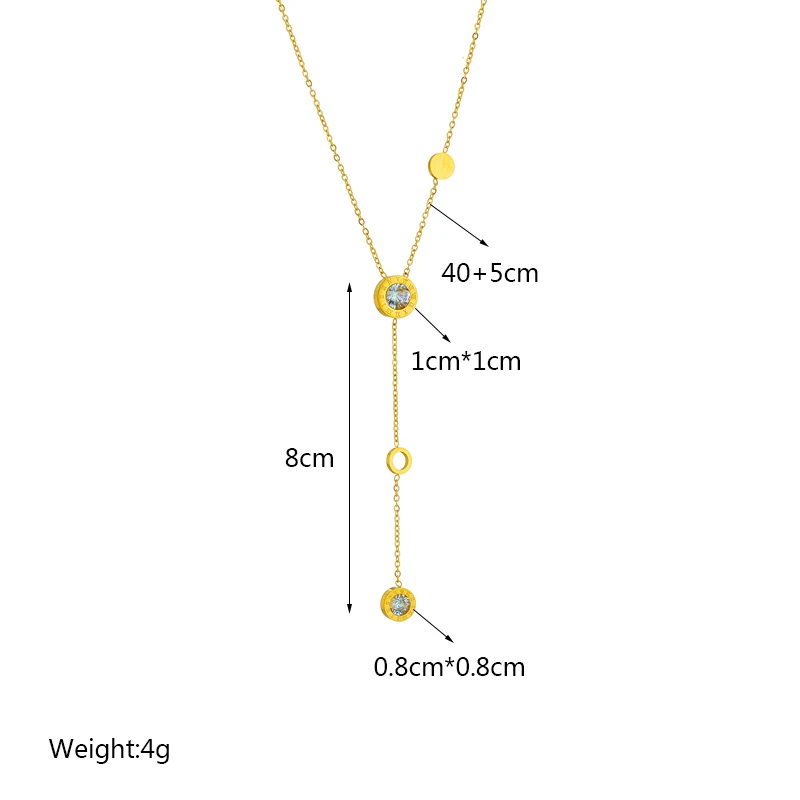 LAMENGLY 316L Stainless Steel Roman Numeral Dial Zircon Long Pendant Necklace For Women New Girls Clavicle Chain Jewelry Gifts