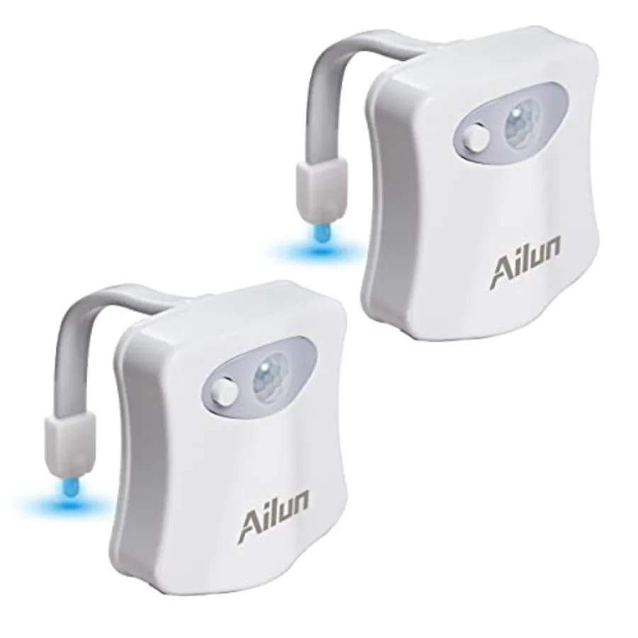 Toilet Night Light 2Pack by Motion Sensor Activated LED Light 8 Colors Changing Toilet Bowl Illuminate Nightlight for Bathroom