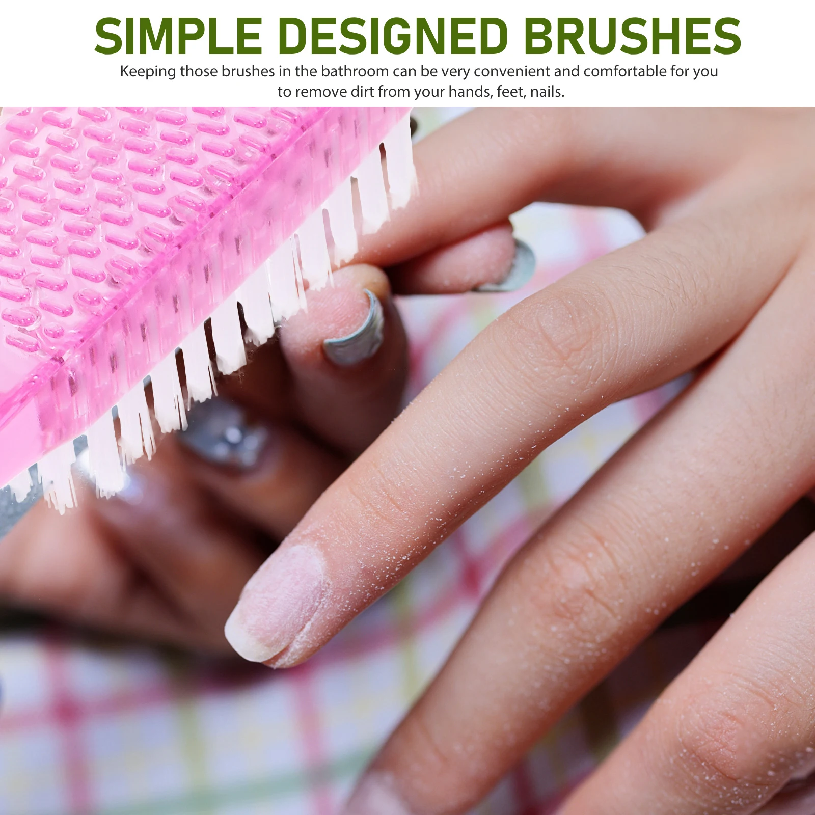 

2pcs With Handle Grip For Nail Scrub Brush Cleaning Fingernails Manicure Dust Scrub Brush Nail Art Supplies Tool