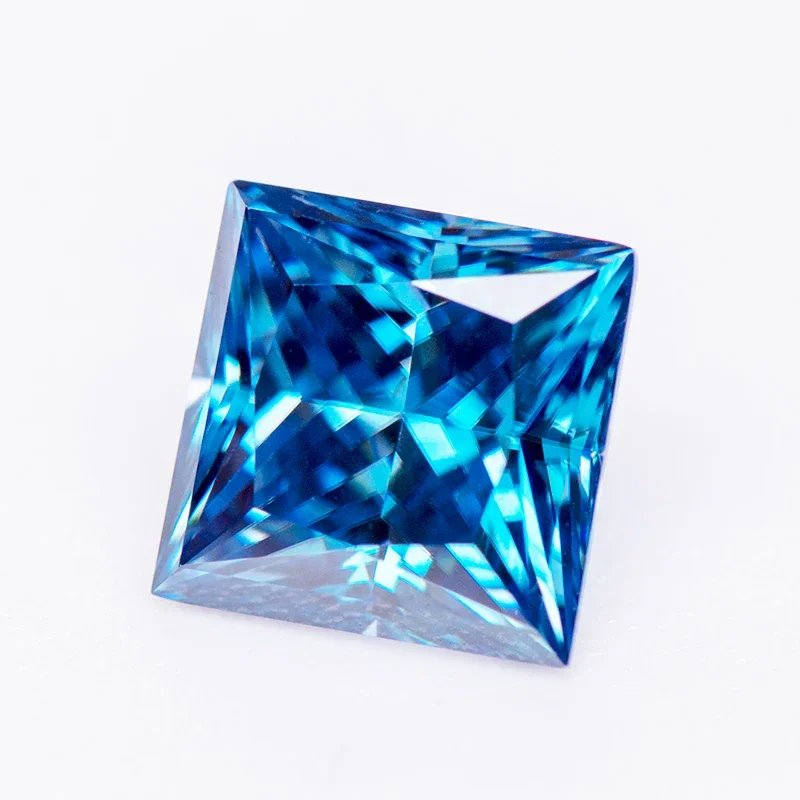 Moissanite Stone Princess Cut Sapphire Blue Colour VVS1 with GRA Certificate for Gemstone Charms Top Jewelry Making Materials