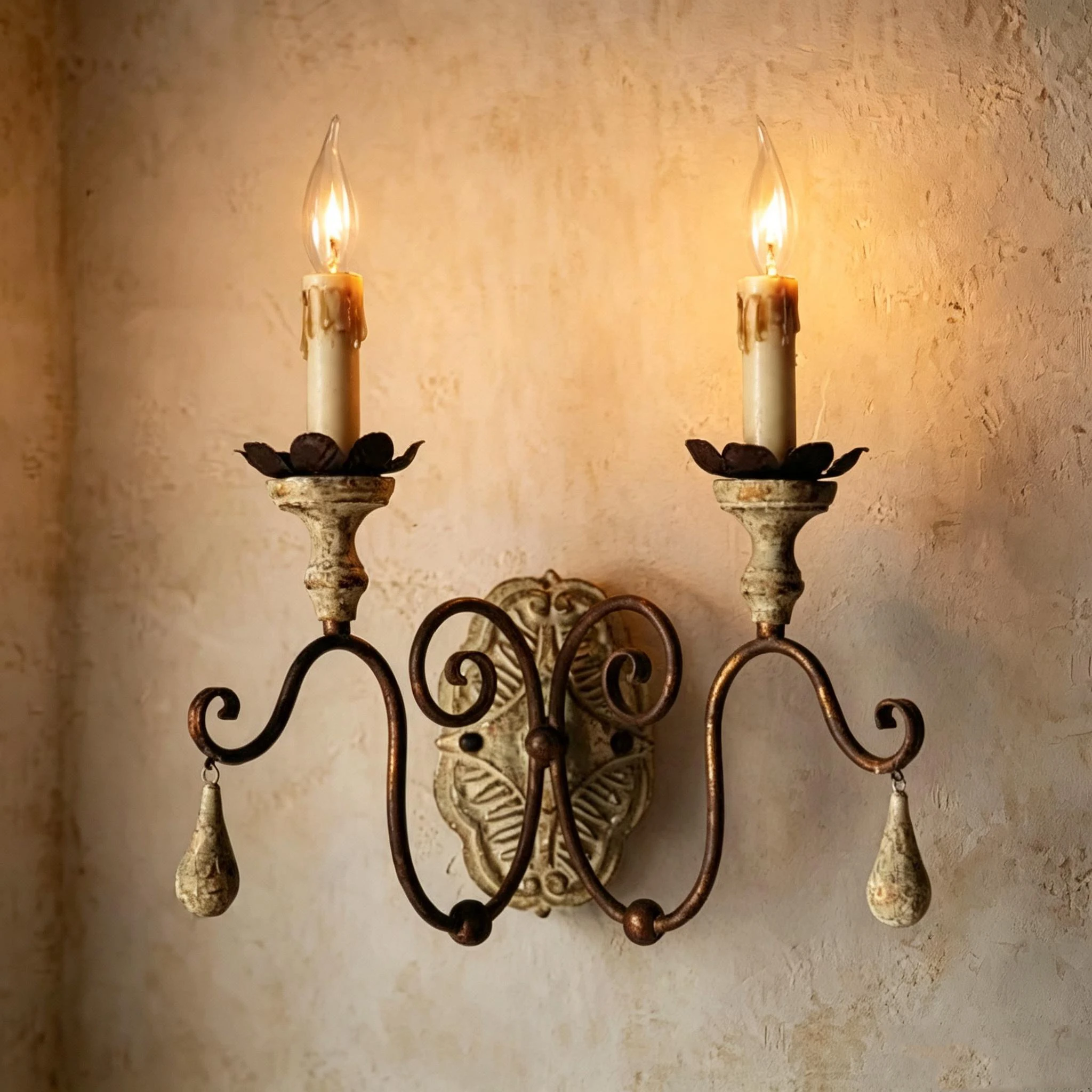 American Rural French Wall Lamp Solid Wood Carving Vintage Wall Lamp Living Room Dining Room Bedroom Corridor Wall Light Sconce
