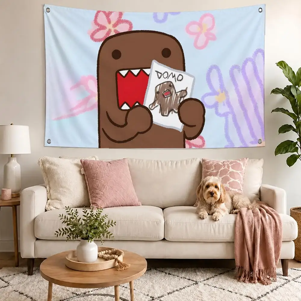 Funny Char Domo Kun Flags Concert Print Wall Hanging Art Banner, Indoor Outdoor Bedroom Home Decor Backdrop, Perfect Gift