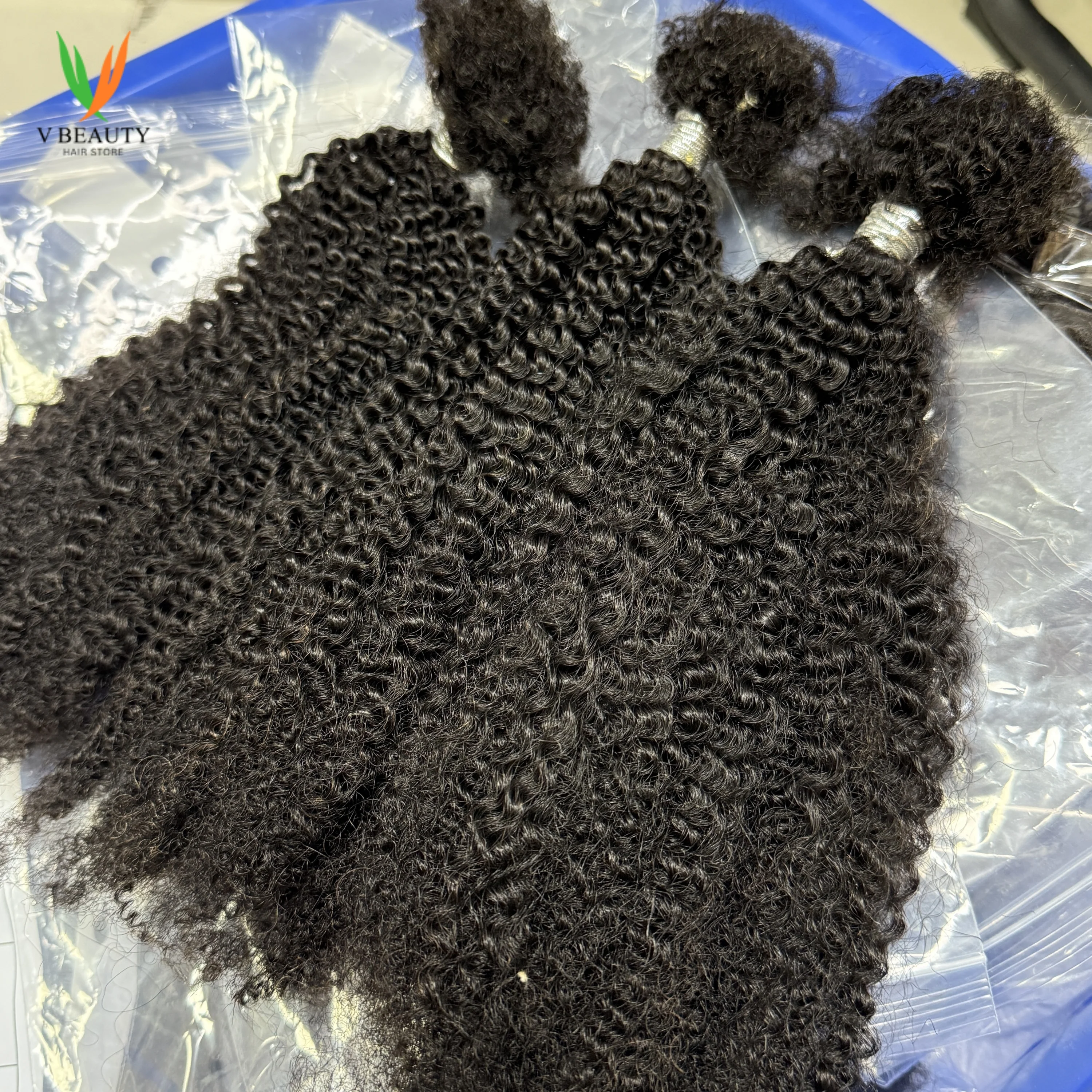Vbeauty Afro Twist Soft Human Hair Braiding Extention 30g/pack Afro Kinky Curly Bulk Human Hair 4C Short Natural Black Color