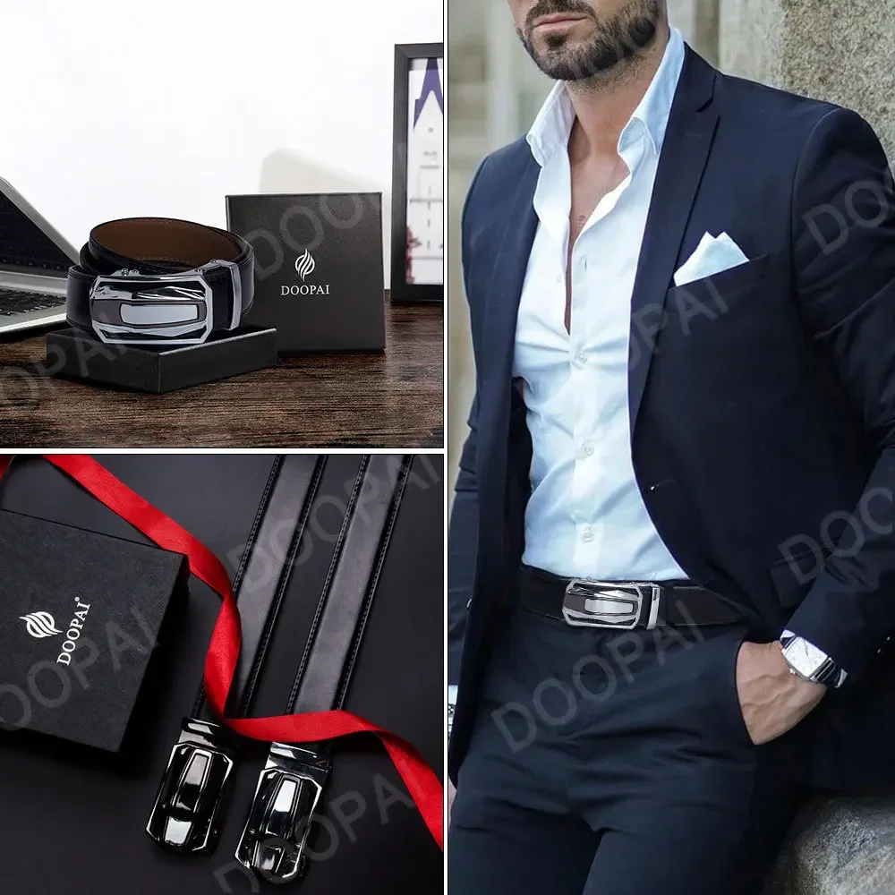 Männer Gürtel Aus Echtem Leder Kuh Strap Automatische Gürtel Sport Auto Marke Mode Automatische Schnalle Hüftgurt Schwarz Männlich Gürtel für Männer – Detail 7