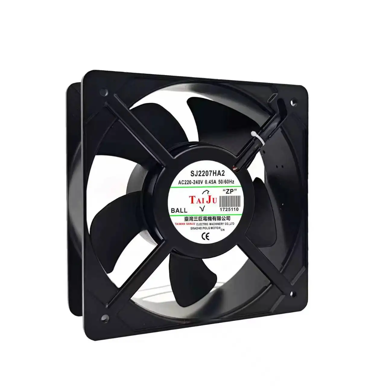 Ventilateur de refroidissement industriel pour armoire, modèle SJ2207HA2, AC 220V 240V 0.45A, 172mm, cadre métallique carré, double roulement à billes