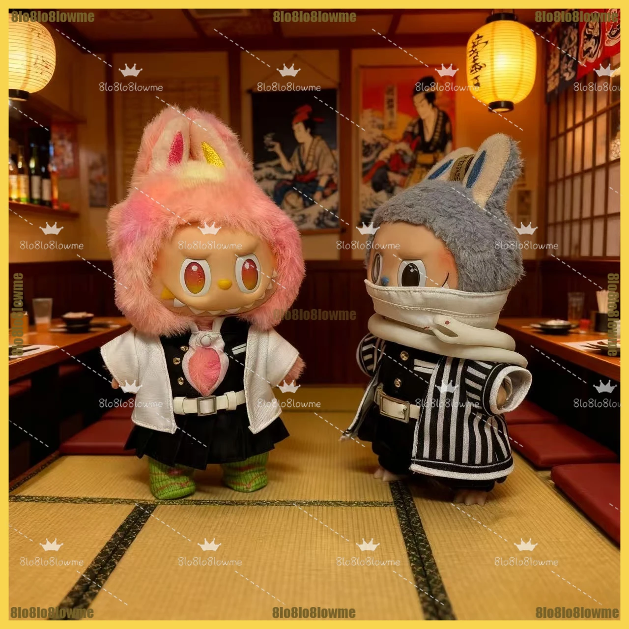 

Iguro Obanai Kanroji Mitsuri Dolls Clothes for Labubu Demon Slayer Kyoujurou Sabito Outfit Mini Plush Doll Clothing Accessories