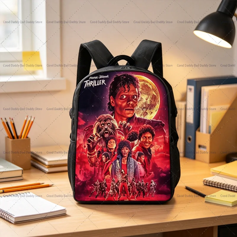 King of Pop Michael Jackson Schoolbag for Student Backpack MJ Print School Supplies Large Capacity Shoulders Bag Men Women Gift