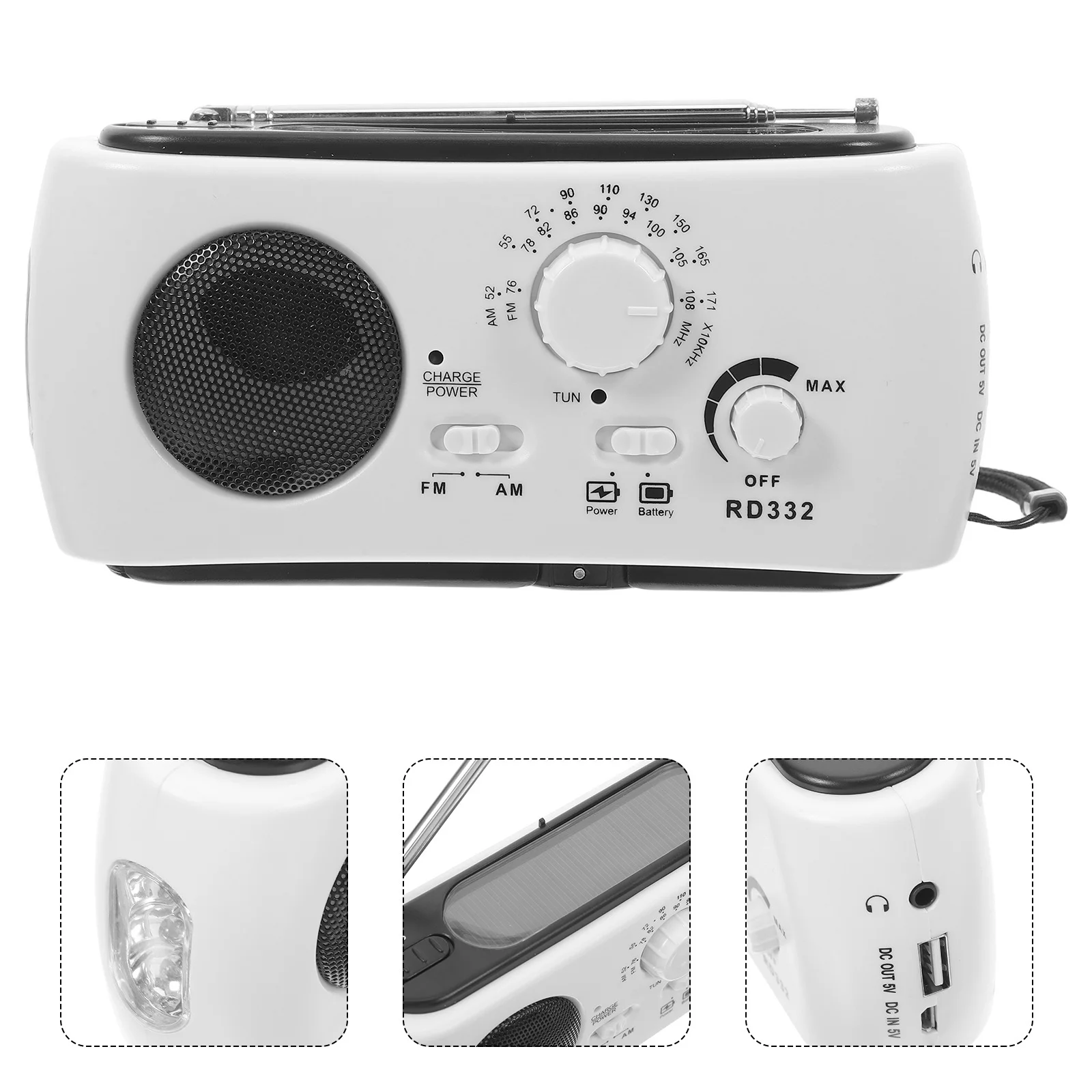 

Solar Powered Emergency Radio Hand Crank Multifunctional Flashlight Portable Phone Am Fm Outdoor Hiking