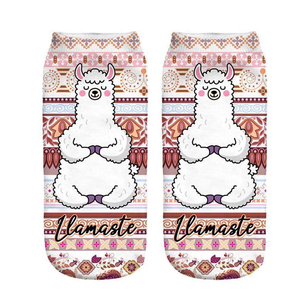 3D Printed Happy Alpaca Female Socks Adult Invisible Sokken Magic Cool Sheep Ankle Sokken Art Novelty Gift Dropship