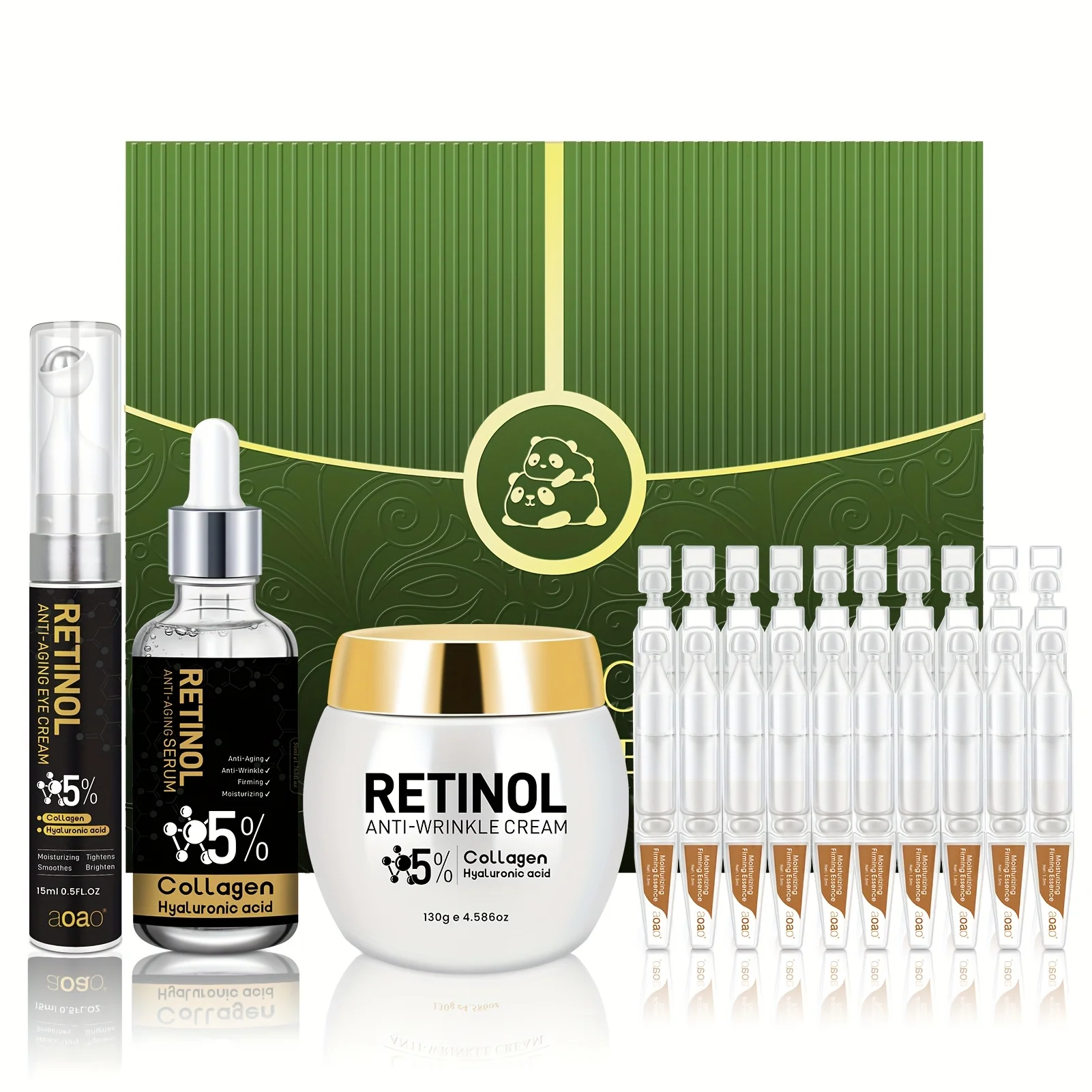 23pc Men's Retinol Deep Hydration Anti-Wrinkle Gift Set, Suitable For Dry And Rough Skin. Light Beige Facial Emulsion With A Creamy Texture, Perfect As A Christmas Gift Anti-wrinkle Skincare Make Skin Younger Looking.