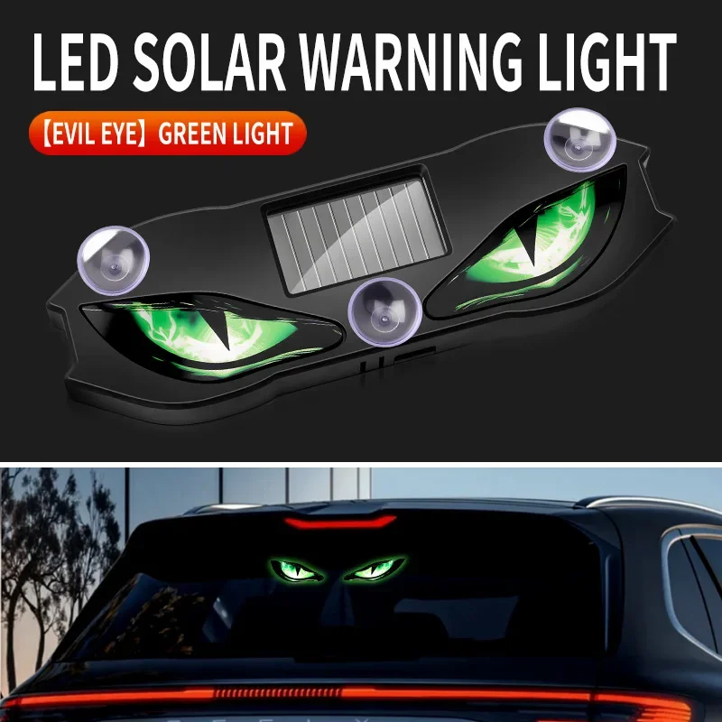 Solarbetriebene Auto-Dämonenaugenleuchte Wiederaufladbare Autofensterleuchte Coole Blinkende Warnleuchte Dynamische Sicherheits-Fahrzeugsignalleuchten