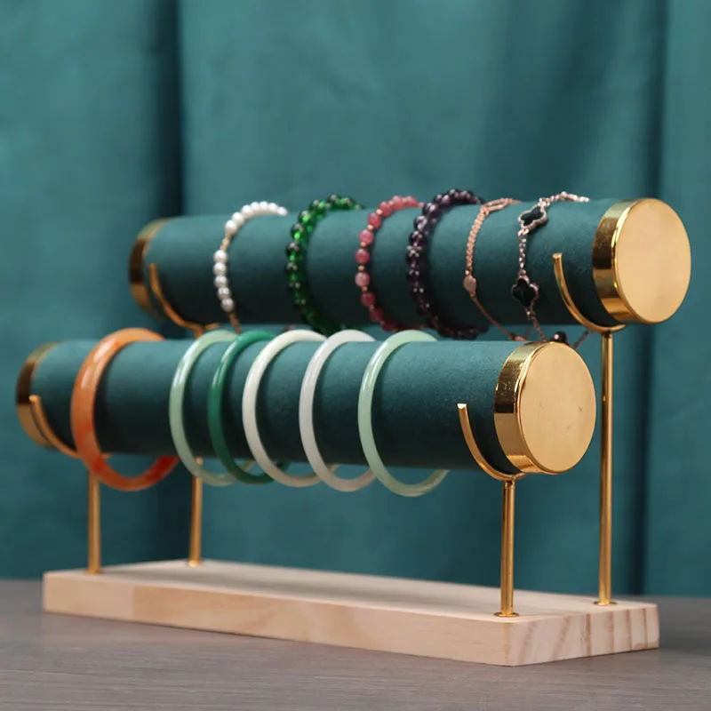 Solid Wood Gold Bracelet Frame Second-Floor Detachable Bracelet Flower Display Stand Watch Jade Bracelet Live Pendulum Frame
