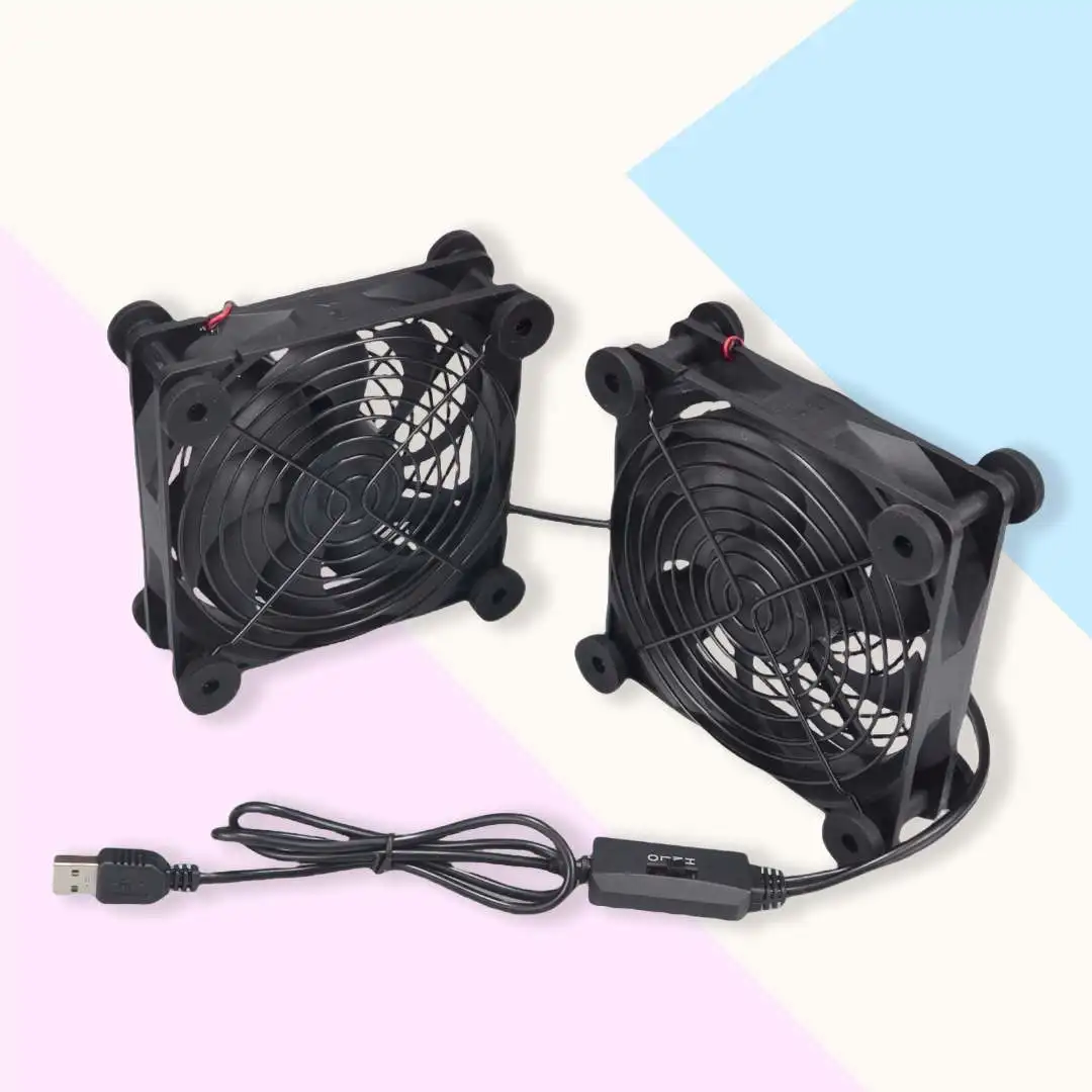 

Quiet Dual 120mm 5V USB Computer PC Fan with Speed Controller for Router, Desktop, Laptop, Game Console, AV Cabinet Cooling