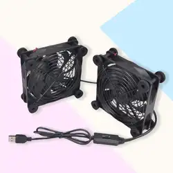 Quiet Dual 120mm 5V USB Computer PC Fan with Speed Controller for Router, Desktop, Laptop, Game Console, AV Cabinet Cooling