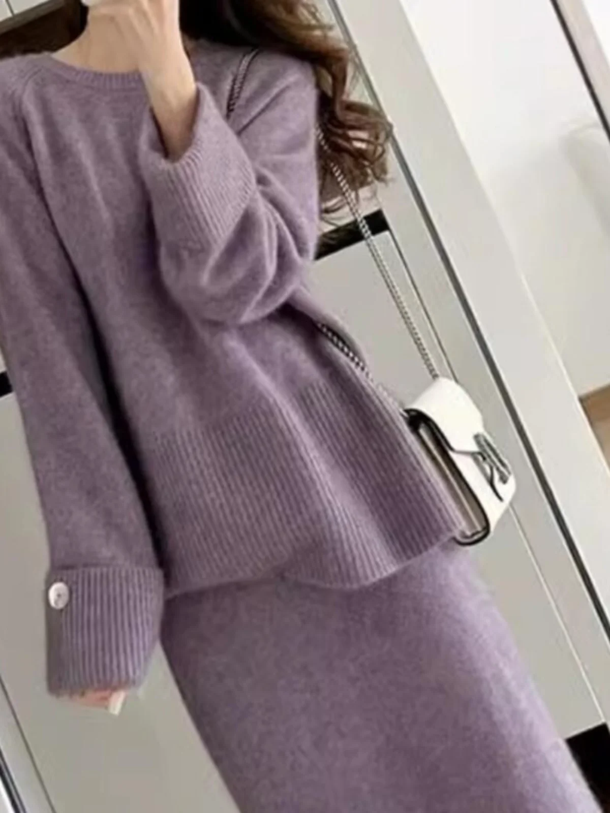 Modny dwuczęściowy zestaw z spódnicą w stylu chińskim dla kobiet Ele Ladylike Autumn Winter High-end Name Lady Trendy