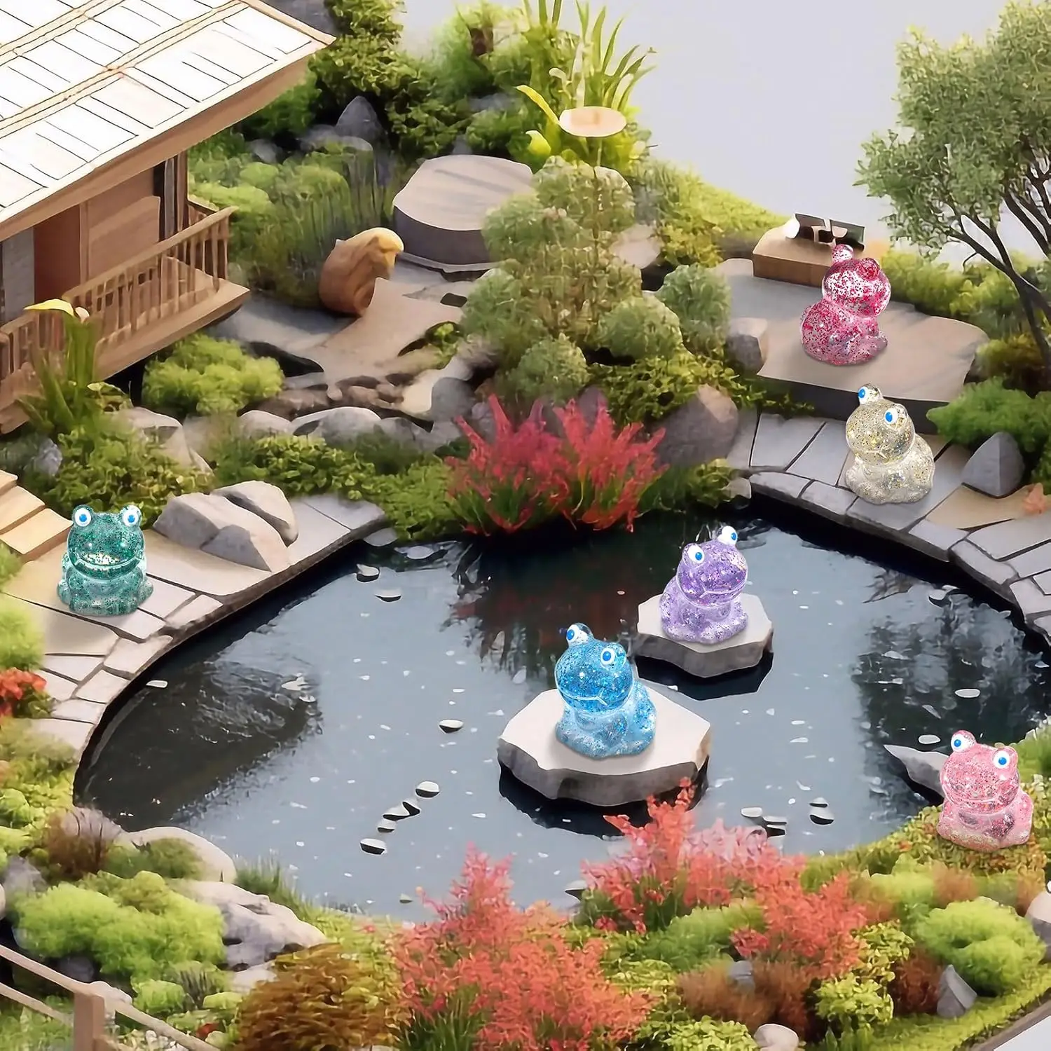 50 قطعة الضفادع الراتنج الصغيرة بريق الضفدع الصغير مصغرة التماثيل الراتنج الصغيرة الحيوانات الضفادع الصغيرة للديكور المنزل Crafts بها بنفسك الحرف حفلة لصالح