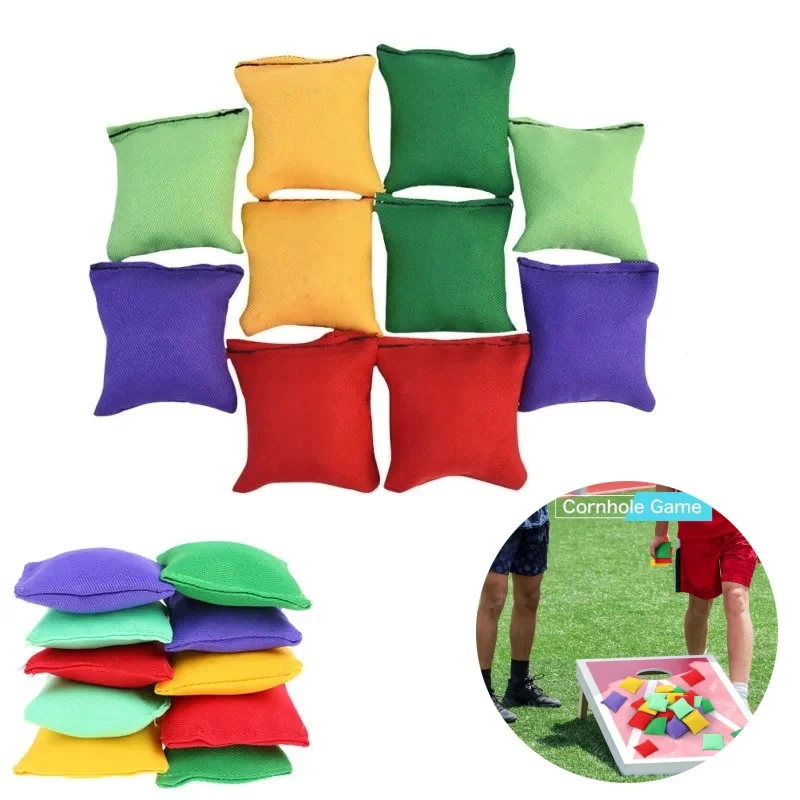 Sandbag colorido jogando brinquedos para crianças, esportes ao ar livre clássicos, treinamento sensorial, alívio do estresse, sacos de areia artesanais, 10pcs