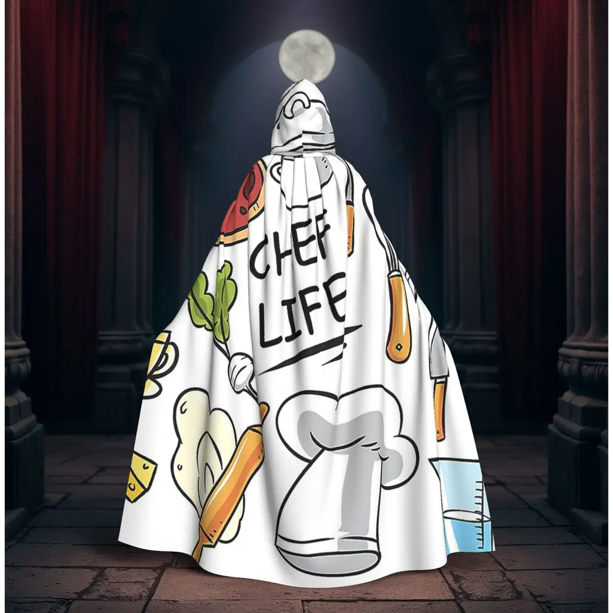 

Chef Life Long Hooded Cloak Witch Medieval Costume Cosplay Cape HalloweenVampire Adult Unisex