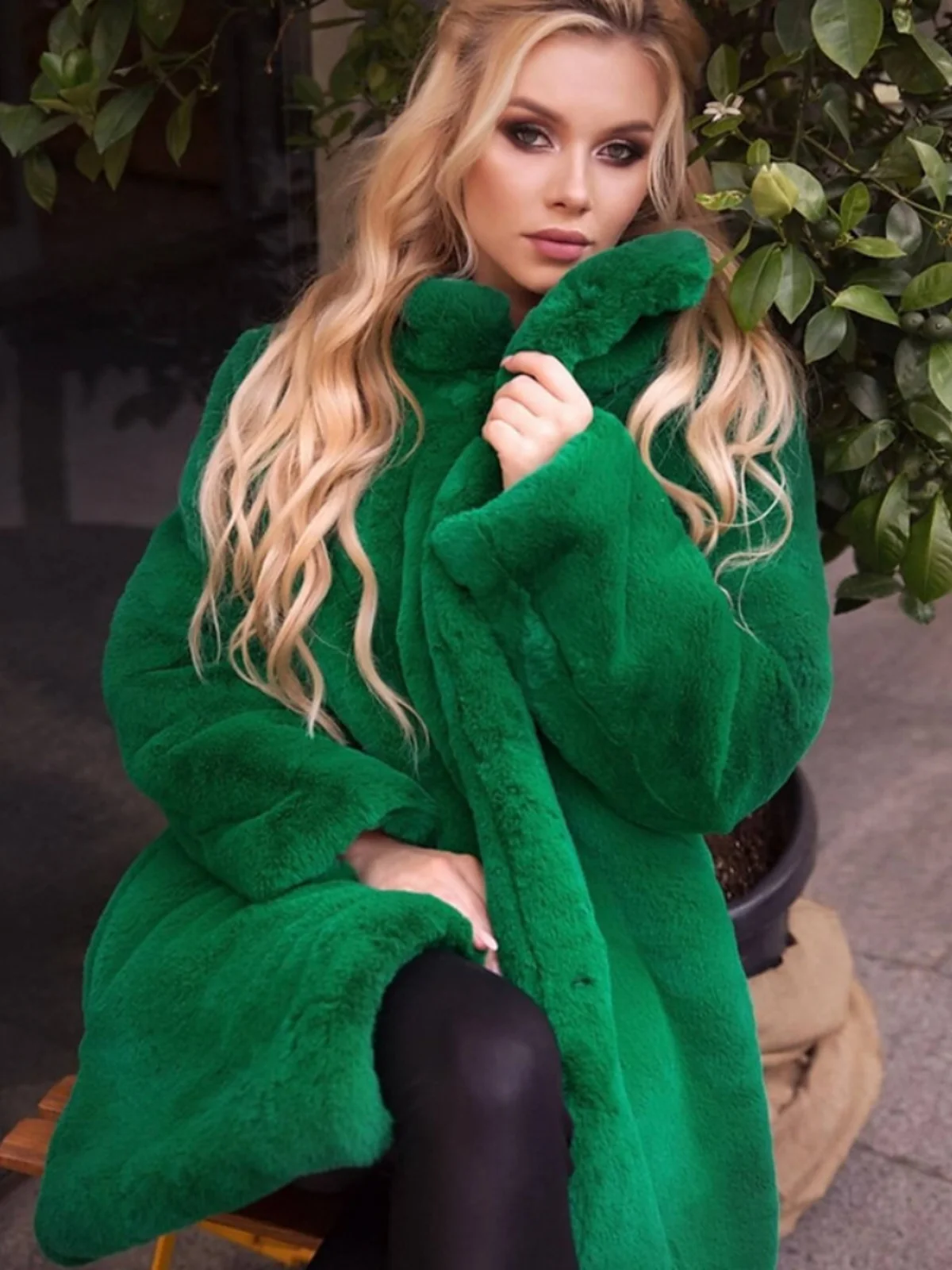 

Ladies' Woolen Coat Beautiful Warm Pure Color High End Winter Long Medium Length Outerwear Faionable Commute Sle