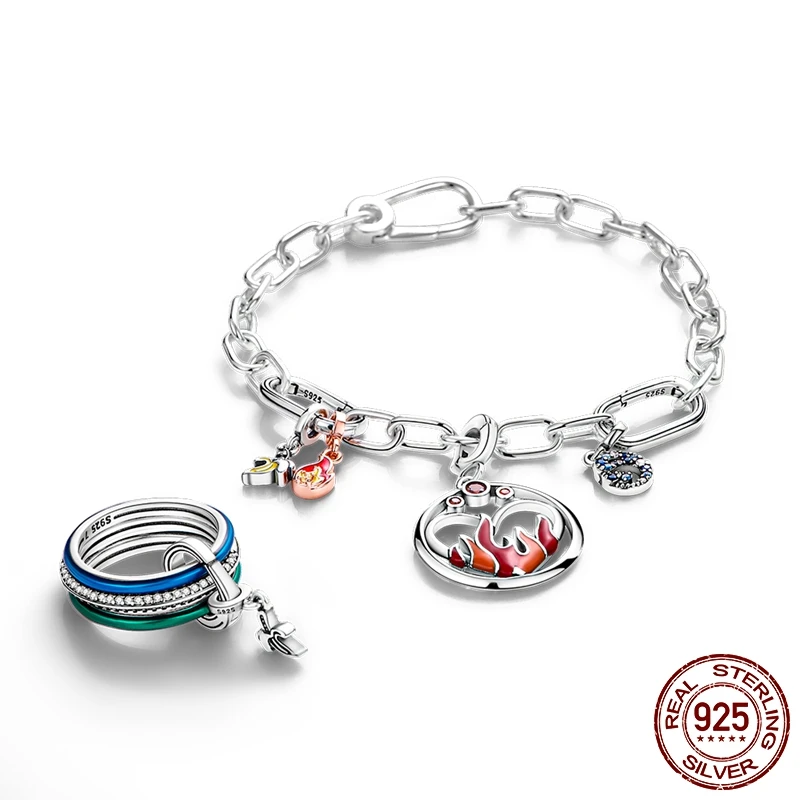 سلسلة الفضة Me لعام 925 قلادة ميدالية العين ، قلادة متدلية على شكل باندورا ، قلادة متدلية على شكل حلقة ، وصلة يدوية ، وصلة متدلية على شكل حلقة