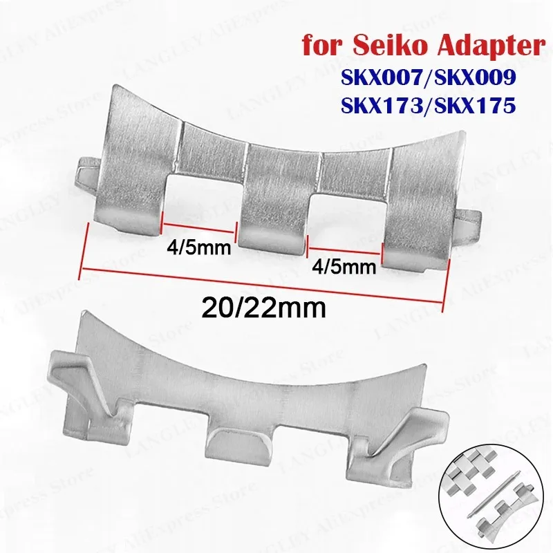 316L Stainless Steel Curved End Link for Seiko SKX009 SKX007 SKX173/175 Connector 20mm 22mm for Jubilee Watchband Adapters 2pcs