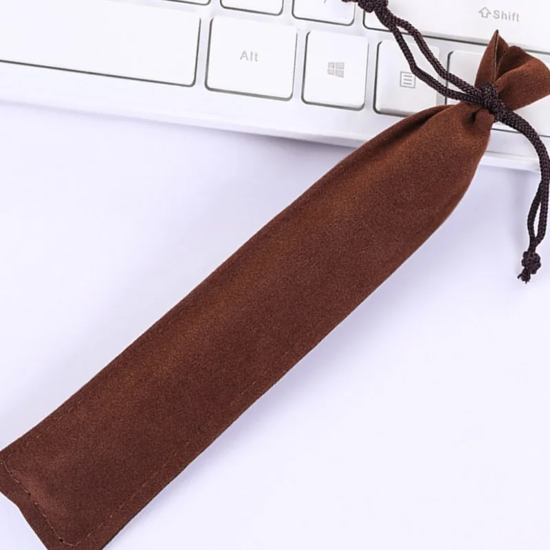 5PCS Simple Solid Color Flannel Drawstring Pencil Case Compact Portable Thickened Pen Bag for Student Gift Office Accessories