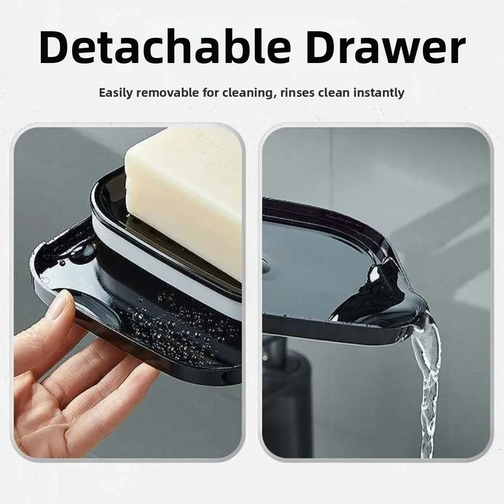 

1/2 Layer Wall-mounted Soap Dish Waterproof Self Adhesive Soap Drain Box Drainage Non-slip Bathroom Soap Tray Restaurant
