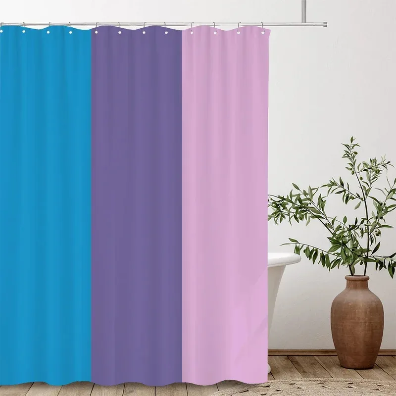 

JHB233 Color Splicing Shower curtain, stripe shower curtain with shower curtain rings, waterproof and washable Bathroom curt9Kj(