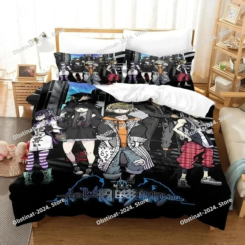

The World Ends with You Neku Sakuraba Bedding Set Printed Duvet Cover Sheet Pillowcase Bed Soft Quilt Cover Full Queen King Size