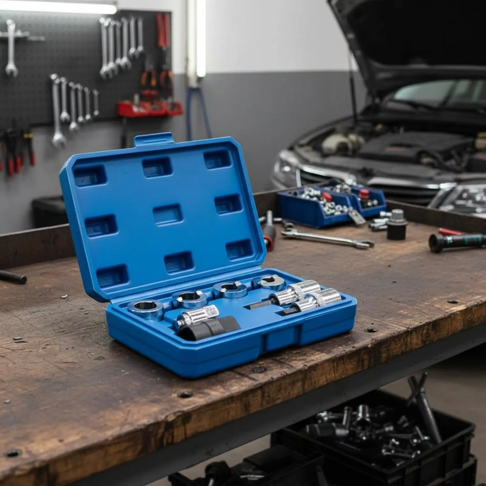 

4 Pieces Shock Absorber Tool Kit High Hardness Shock Absorber Removal Tool Strut Nut Socket Set Heat Treated for Garage