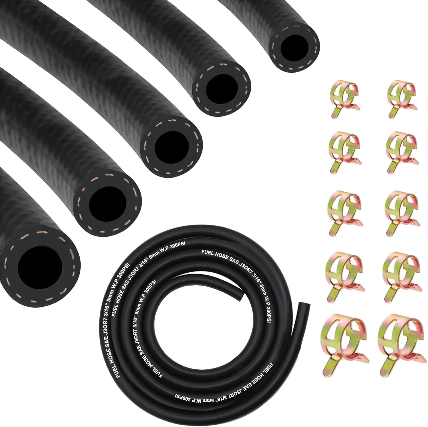 

Комплект топливных шлангов длиной 6,6 футов с 50 зажимами, 5 размеров, для автомобилей и небольших двигателей