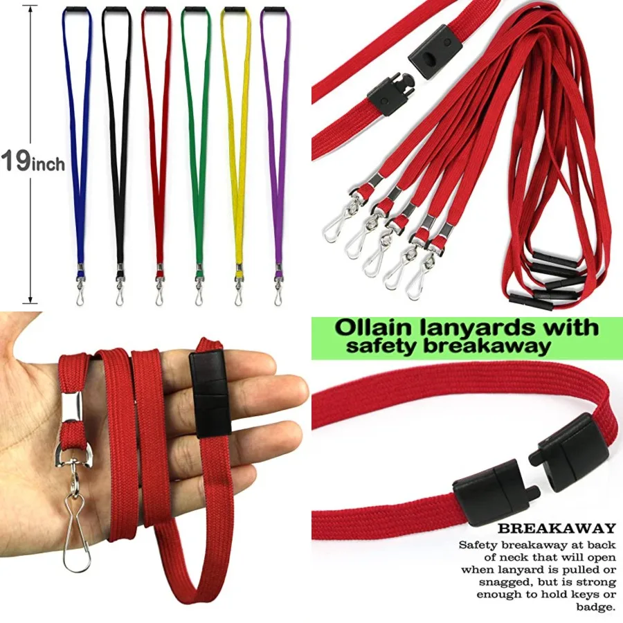 

Safety Breakaway Lanyard With J-Hook for ID Badges, Cruise, Business Card, NameTag Holder - Premium Flat Lanyards for Women/Men