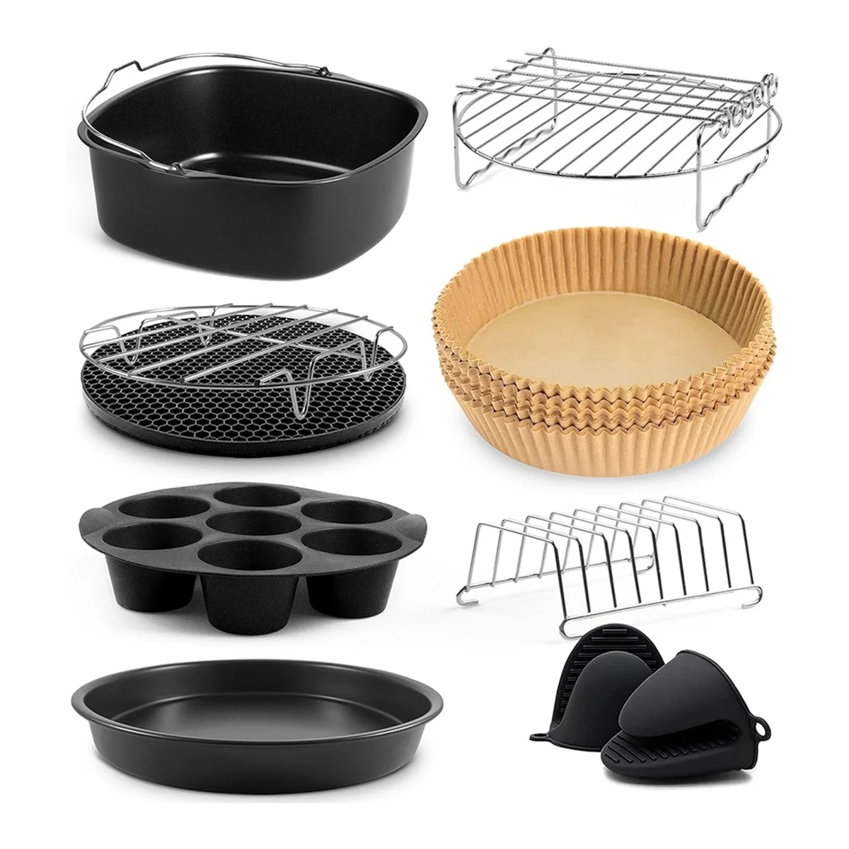 A61T-Square Air Fryer Accessories 9 Inch, for Cosori Ninja Phillips Tower Instant Pot Tefal Etc 5.6-8.3L Deep Basket Airfryer