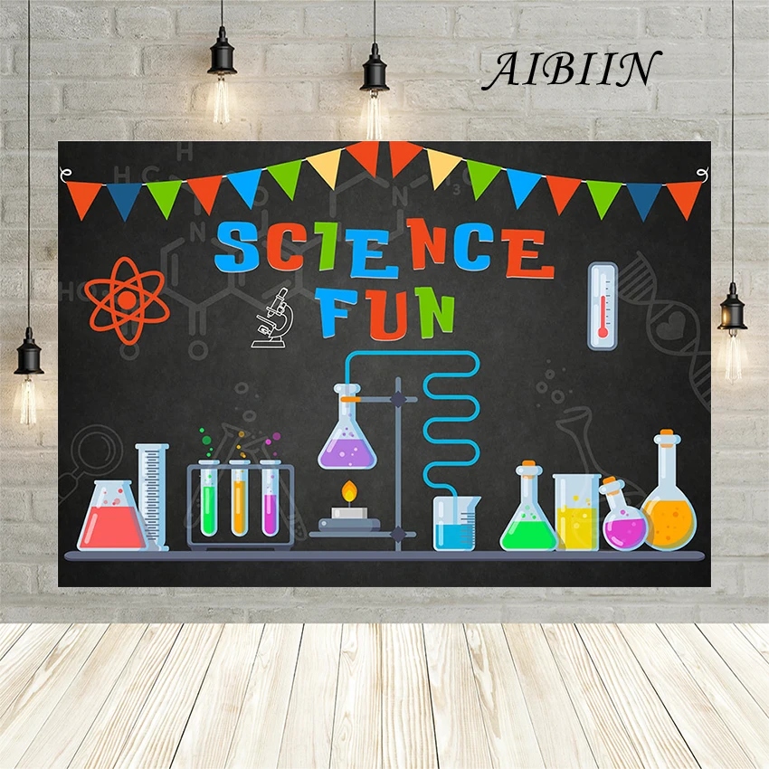 

AIBIIN 7x5ft Fun Science Experiment Backdrop For Photos Birthday Party Decoration School Research Blackboard Background Banner