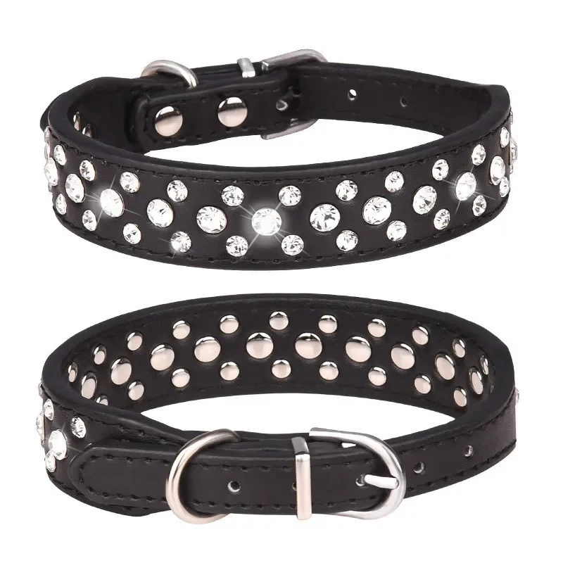 Niedliches Rosa Strass-Hundehalsband, Verstellbares PU-Leder Haustierhalsband mit Funkelnden Kristallen, für Kleine Hunde und Katzen, Party & Alltag – Detail 5