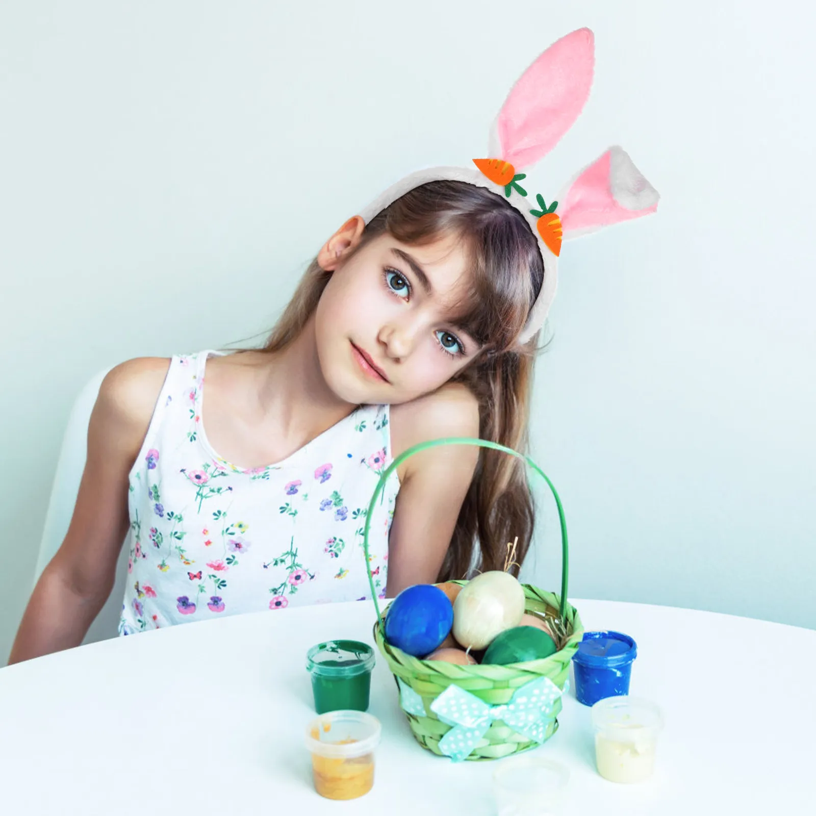 

Пасхальная повязка на голову с ушками кролика, мягкая повязка с морковкой, аксессуар для вечеринки, милый головной убор с кроличьими ушками, пасхальная повязка для косплея для женщин