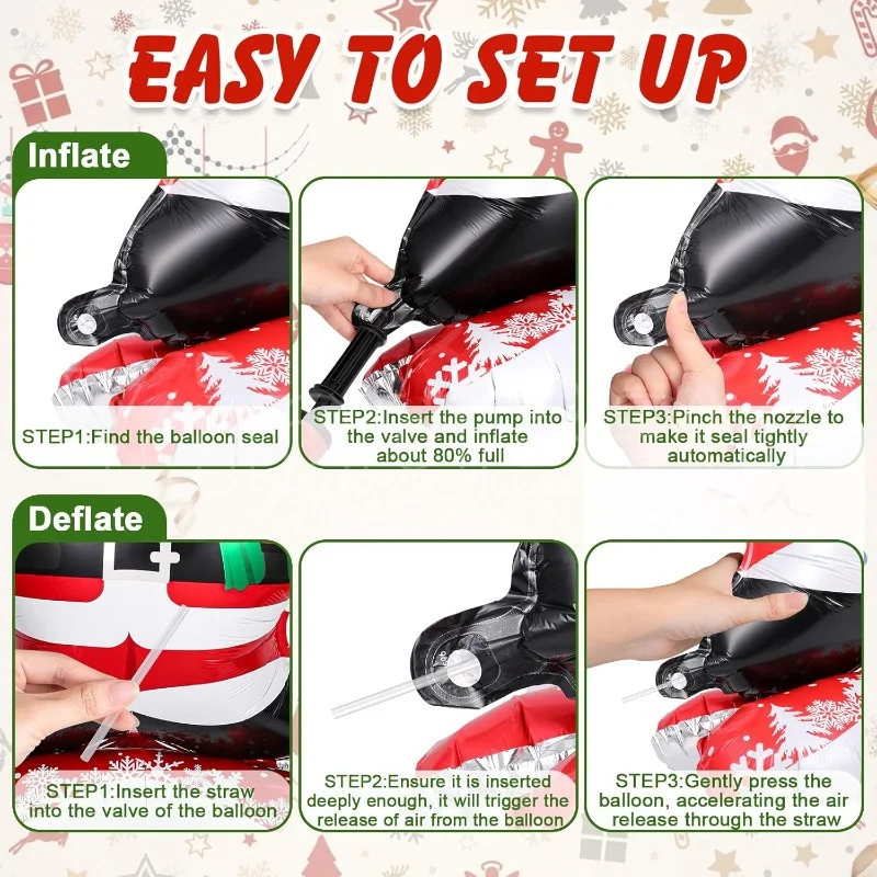 بالونات عيد الميلاد قائمة بذاتها، بالونات رقائق سانتا كلوز اللطيفة - لا حاجة إلى هيليوم لديكور جو احتفالي للمنزل والمكتب #4