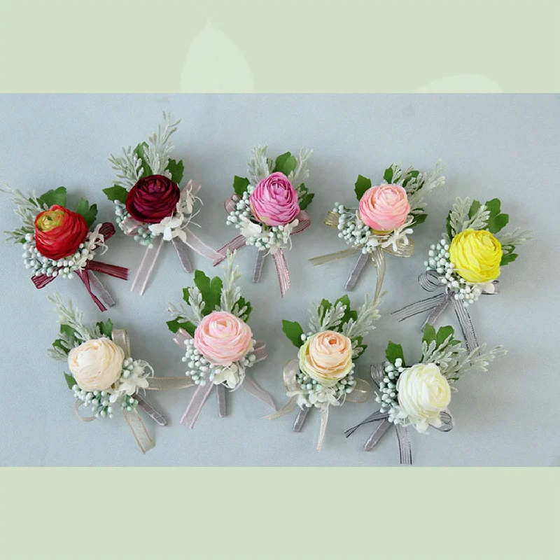 Boutonniere y Corsag de muñeca, suministros de boda, flor de boda, arte de simulación, celebración de negocios, invitados de apertura