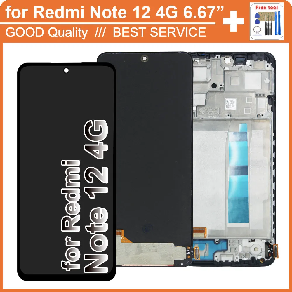 Super AMOLED LCD for Xiaomi Redmi Note 12 4G 23021RAAEG 23021RAA2Y LCD Display Touch Screen Replacement for Redmi Note 12 4G LCD