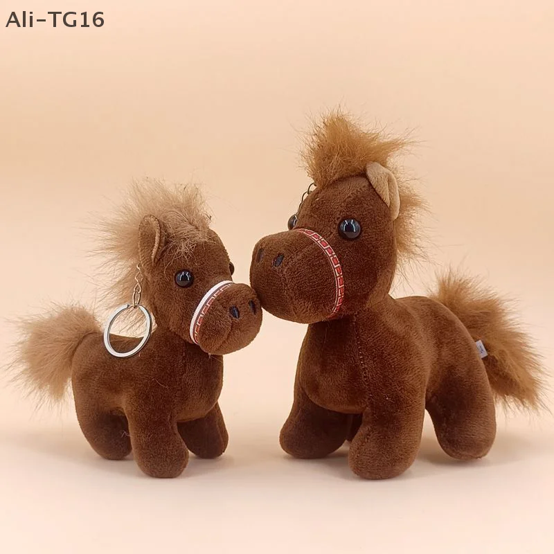 Simpatico cavallo peluche portachiavi cartone animato morbido peluche bambola ciondolo chiave auto zaino decorazione borsa