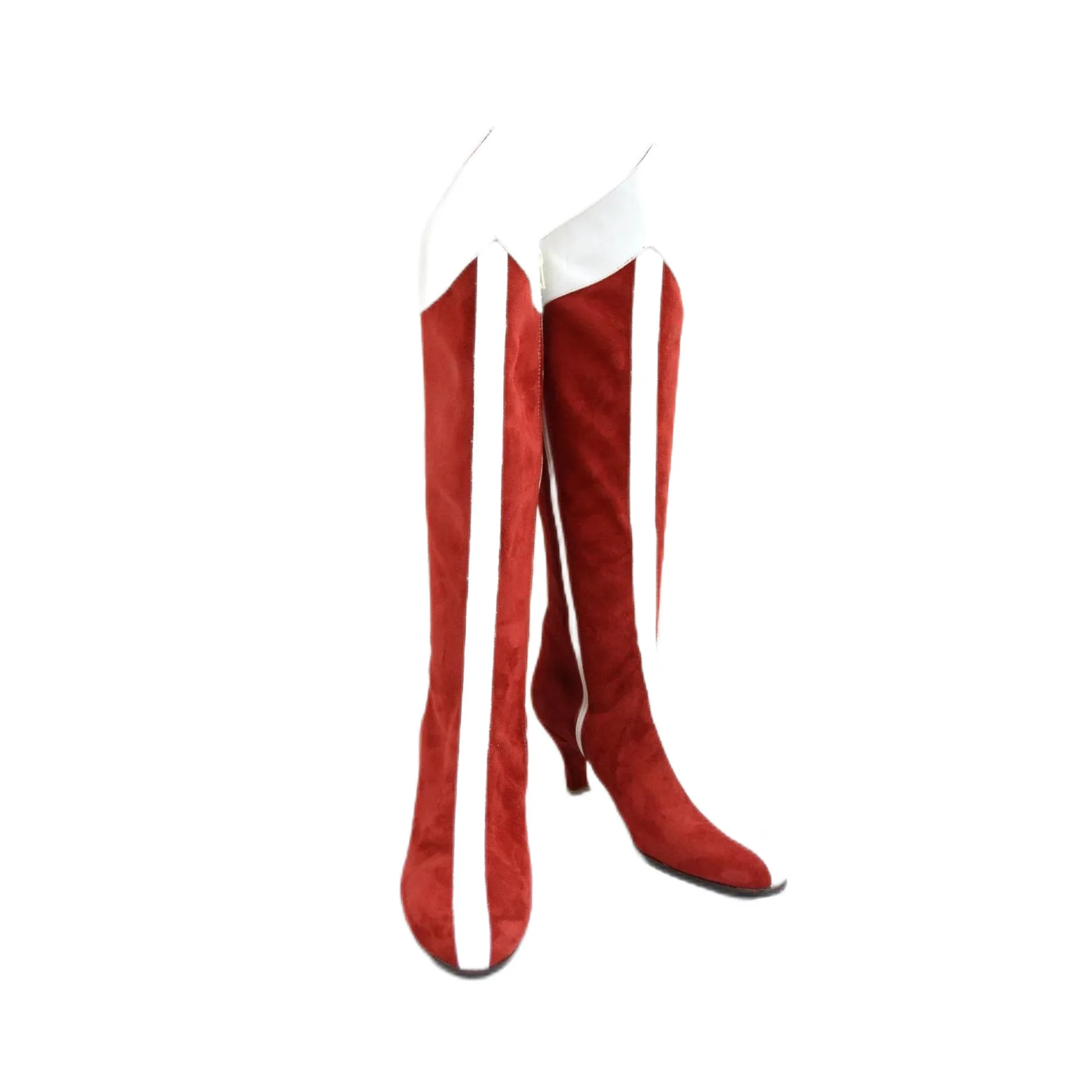 

New European American Retro Medieval Steampunk Renaissance Role Playing Stage Halloween Wonder Woman Red Long Boots