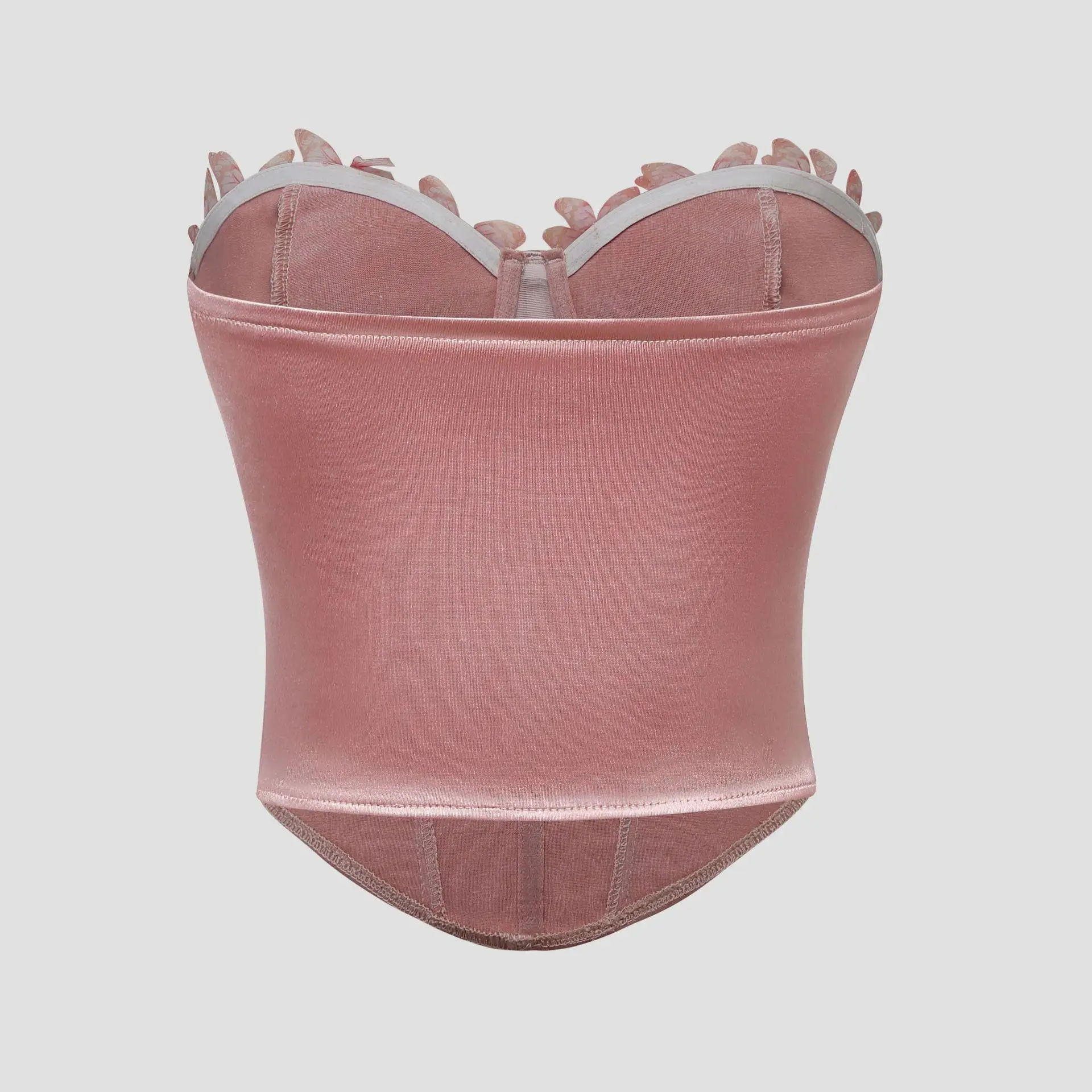 고급스러운 나비 무늬 스파이시 걸 피쉬본 다이아몬드 패턴 밴도 크롭탑 숏 길이 트리아세테이트 섬유 2025 가을 패션