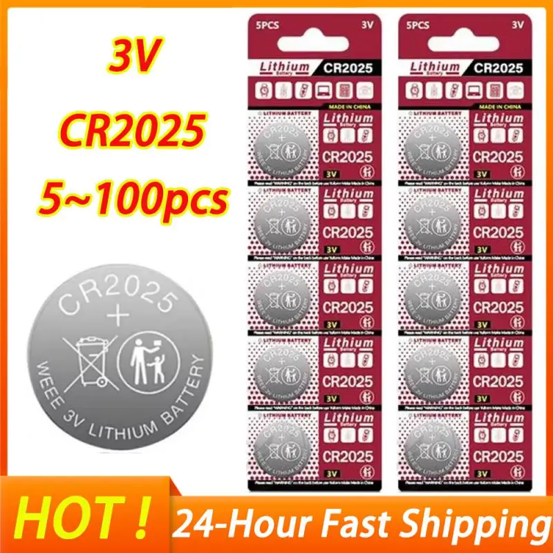 100/50PCS CR2025 Button Battery 3V Lithium Battery DL2025 BR2025 LM2025 CR 2025 Coin Cell Watch Batteries for Toys Clock Compute