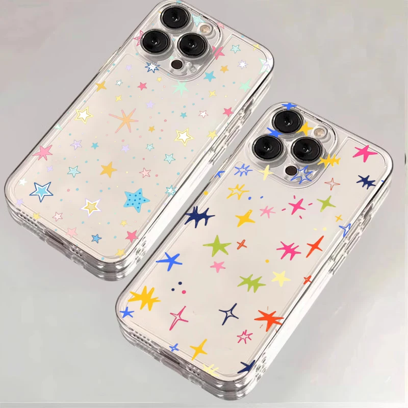 Korean INS Colorful Stars Design Phone Case For Samsung Galaxy S26 S25 S24 S23 S22 Ultra Plus FE A06 A16 A36 A55 A15 A54 Cover