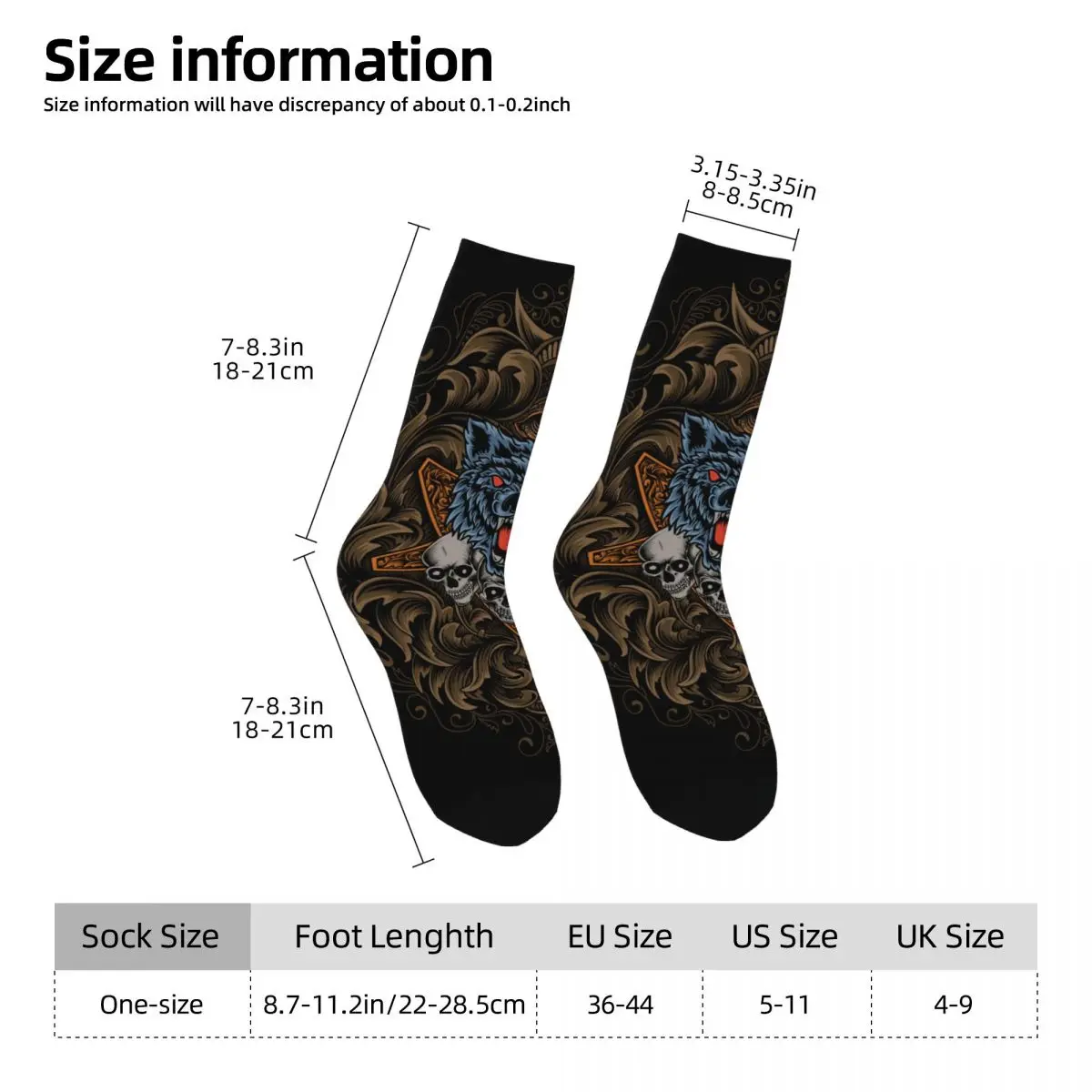 Mysterious Wolf Totem (4) Sock Printed Man Polyester