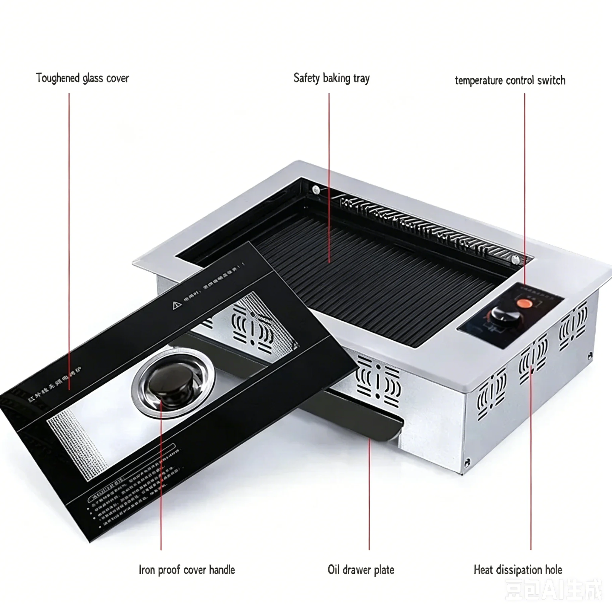 Teppanyaki Grill Table - Griglia Elettrica Coreana in Acciaio Inossidabile,